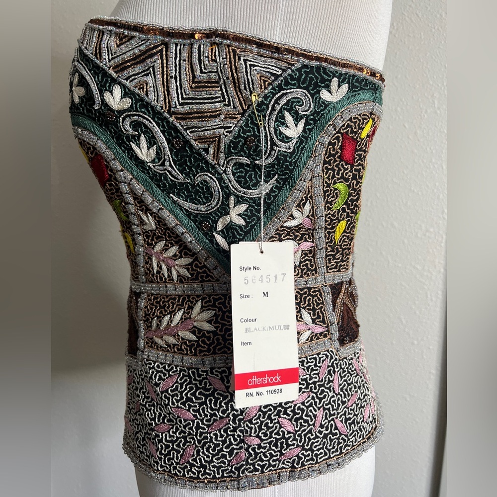 Vintage Anthropologie Aftershock Corset Cami Silk Beaded 90s Party Sexy MoneyNEW - Picture 14 of 17